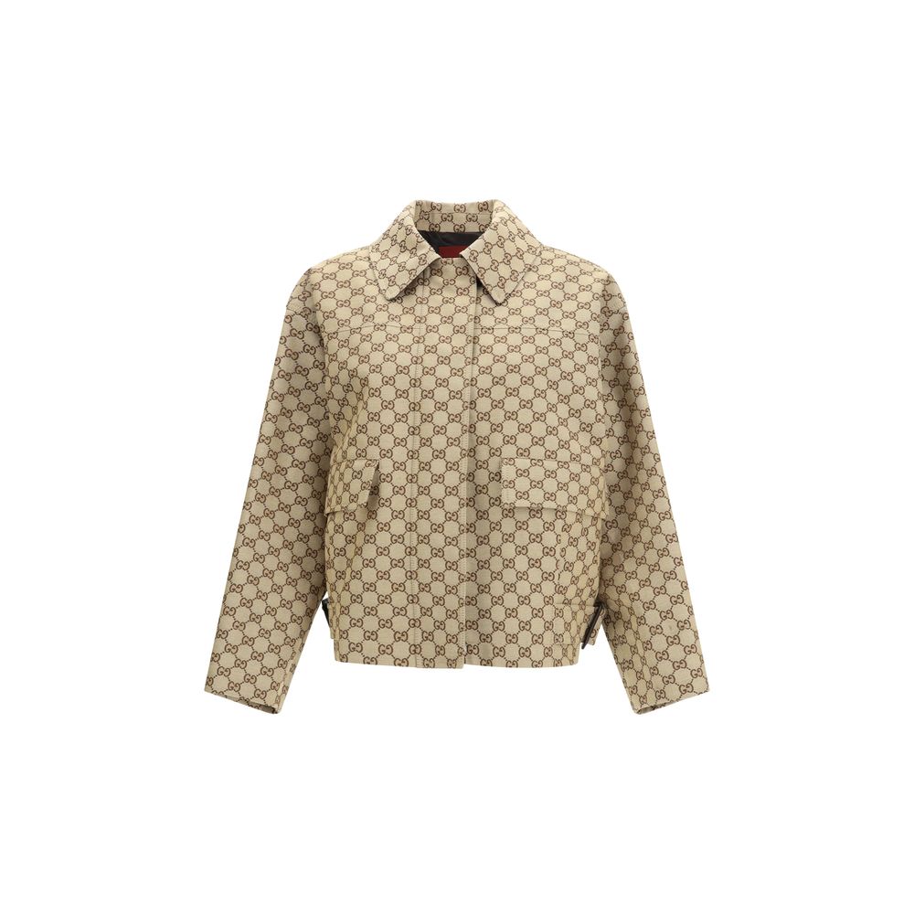 Gucci Beige Cotton Bomber Jacket - Artisanal Urban Elegance