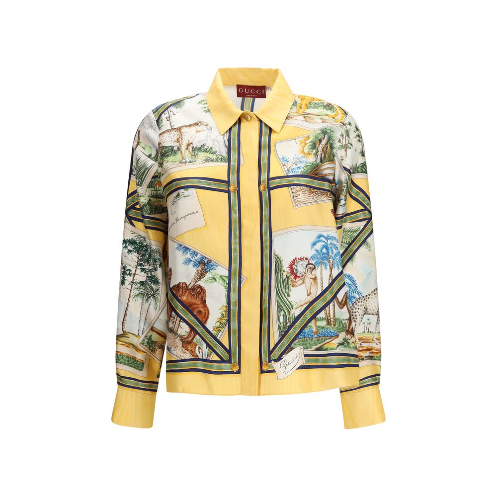Gucci Bicolor Silk Pattern Shirt - Designer Luxury Couture