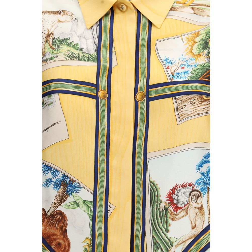 Gucci Bicolor Silk Pattern Shirt - Designer Couture Elegance