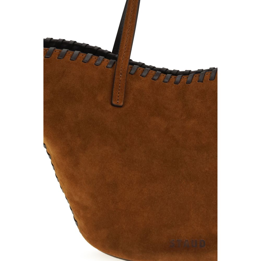 Staud Brown Calf Leather Bos Taurus Handbag - Artisanal Elegance