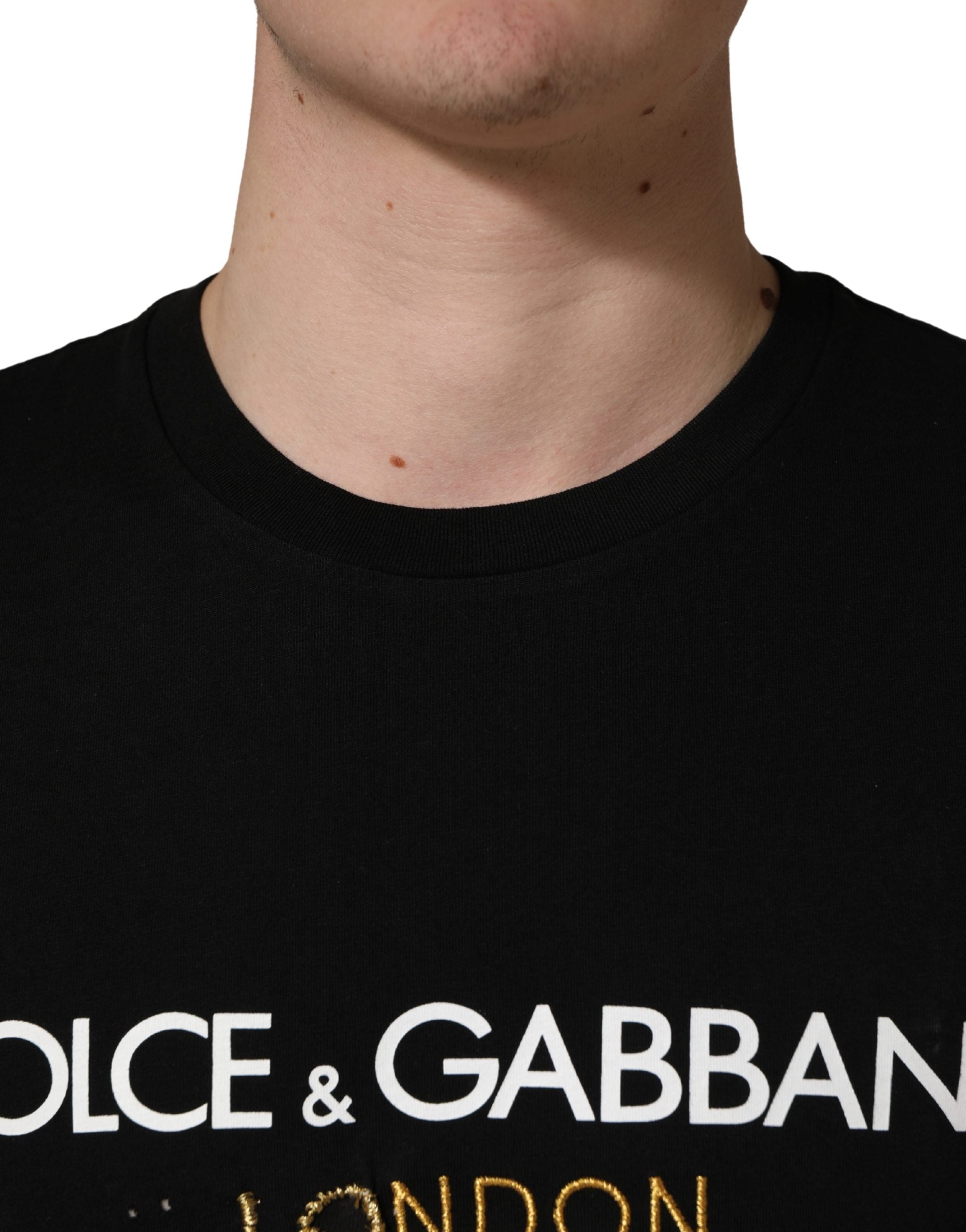 Dolce & Gabbana Black DG London Cotton Men Crew Neck T-shirt