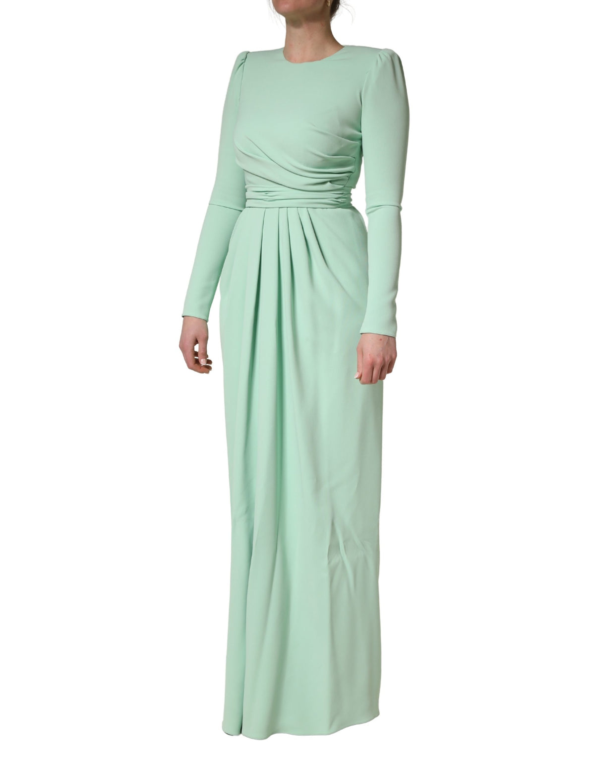 Elevate your elegance with the Dolce & Gabbana Green Viscose Long Sleeves Gown, a masterpiece of Italian craftsmanship designed for unforgettable moments.