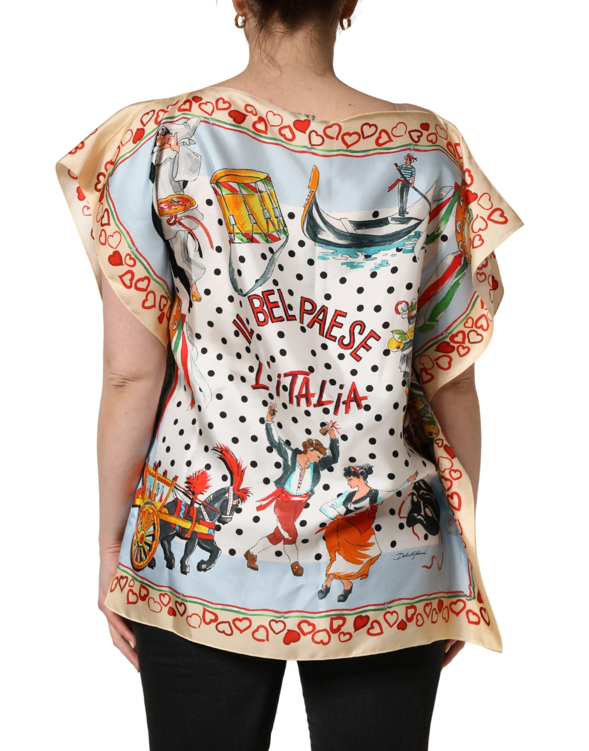 Elevate your wardrobe with the Dolce & Gabbana Multicolor Italy Scenes Graphic Silk Top, a masterpiece of Italian craftsmanship that embodies luxury and artistry.