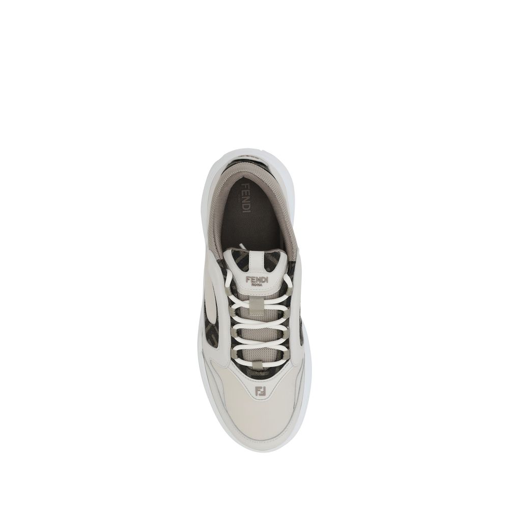 Fendi White Calf Leather Bos Taurus Low Top Sneakers - Luxury Footwear