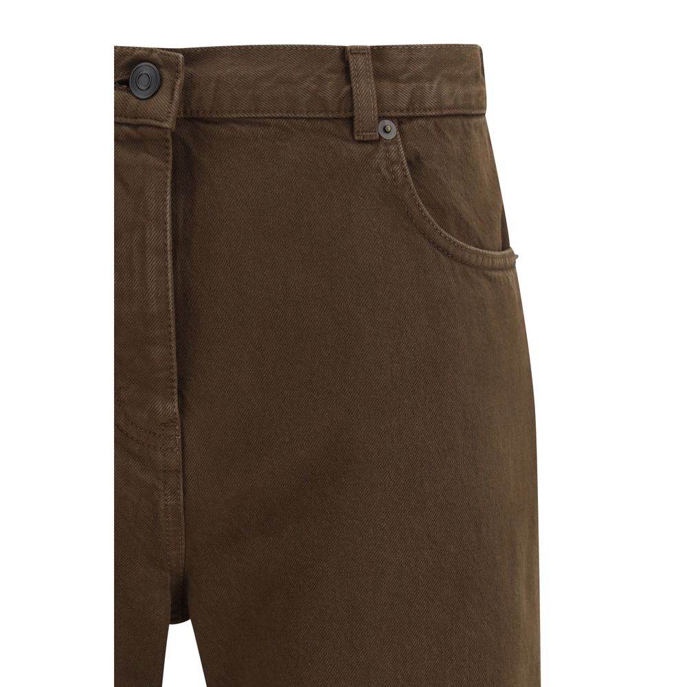 The Row Brown Cotton Straight-Leg Jeans