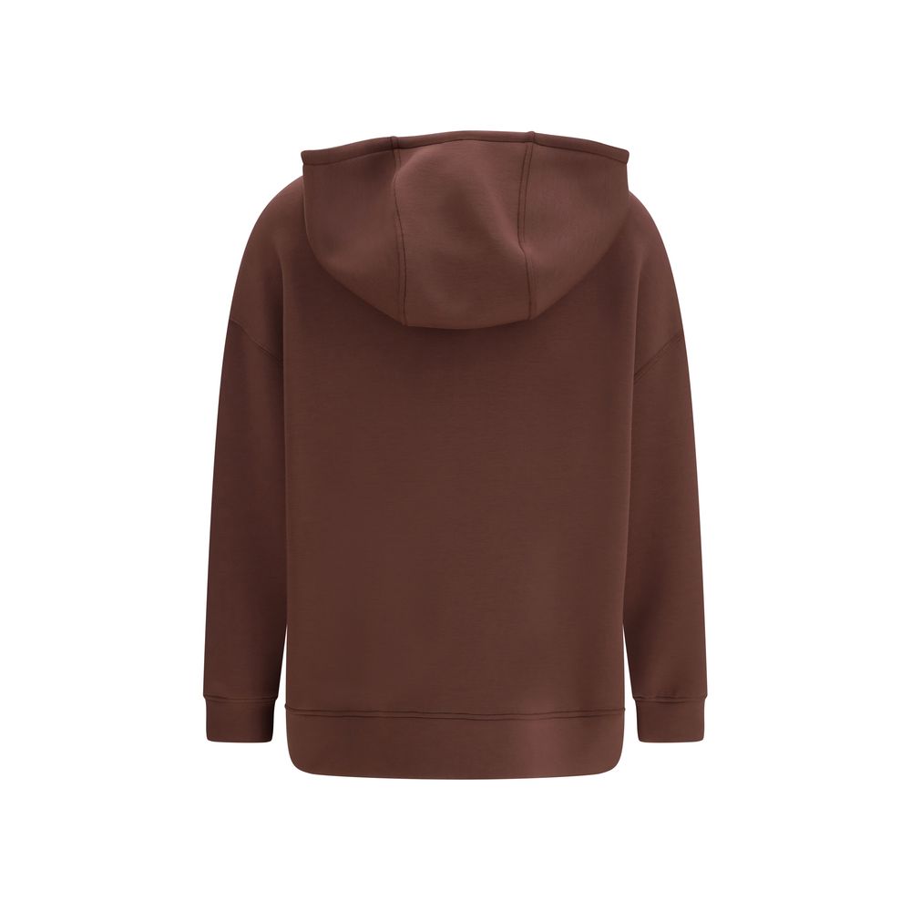 Indulge in the Max Mara Brown Modal Sweatshirt, a luxurious blend of modal and elegance, perfect for effortless sophistication in any setting.