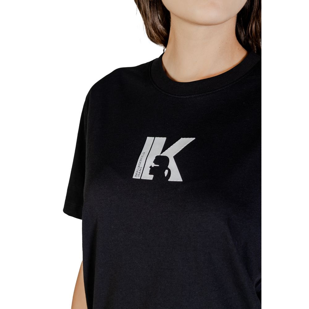 Elevate your wardrobe with the Karl Lagerfeld Black Cotton T-Shirt, a luxurious blend of comfort and sophistication, perfect for any occasion.