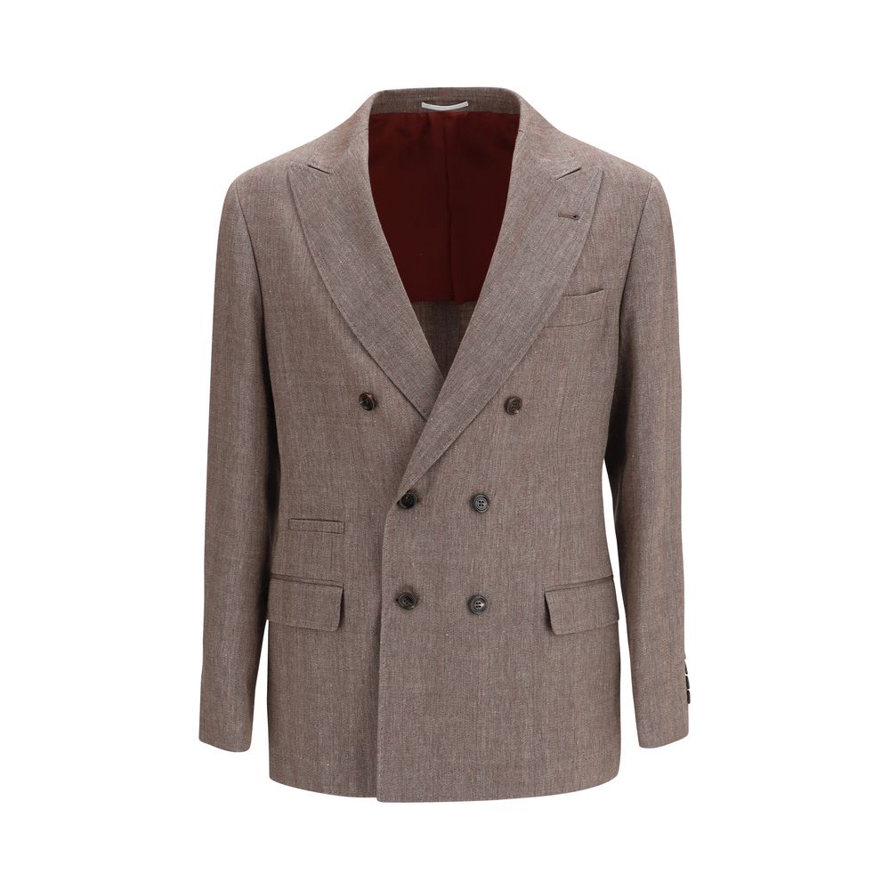 Discover the Brunello Cucinelli Brown Linen Blazer, a masterpiece of artisanal craftsmanship and luxurious materials, perfect for the discerning connoisseur of elegance.