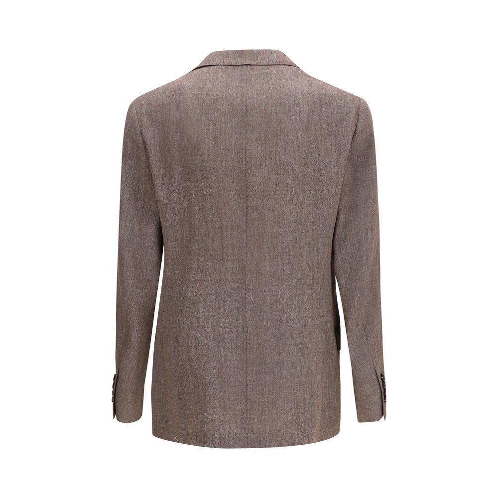 Discover the Brunello Cucinelli Brown Linen Blazer, a masterpiece of artisanal excellence, blending luxury and sophistication for the modern connoisseur.