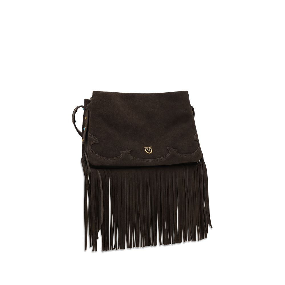 Indulge in the PINKO Brown Calf Leather Bos Taurus Shoulder Bag, a masterpiece of exquisite craftsmanship and boho-chic elegance, perfect for discerning tastes.
