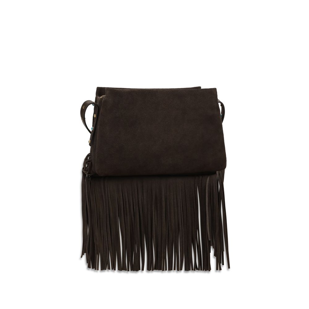 Indulge in the PINKO Brown Calf Leather Bos Taurus Shoulder Bag, a masterpiece of exquisite craftsmanship and boho-chic elegance, perfect for discerning tastes.