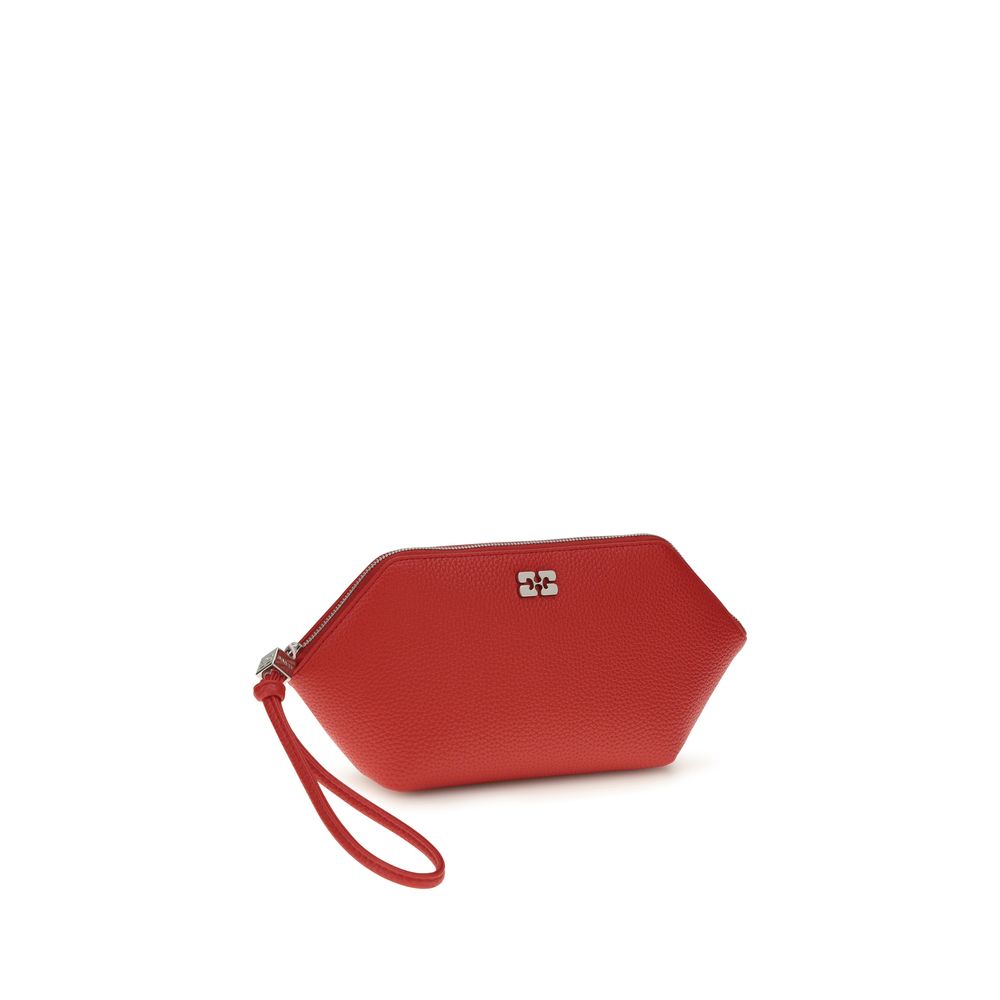 Ganni Red Recycled Leather Clutch Bag - Elegant Luxury Accessory