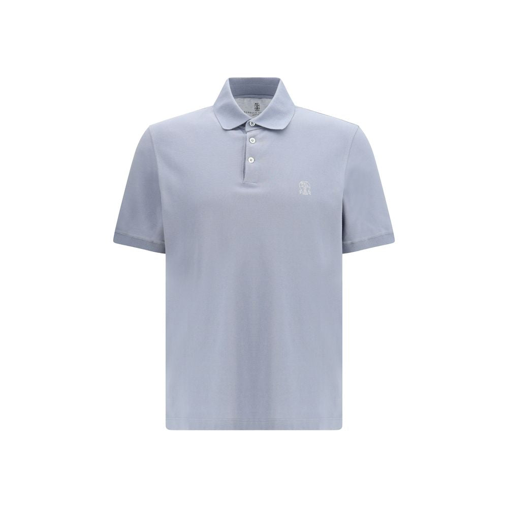 Brunello Cucinelli Blue Cotton Polo Shirt - Designer Luxury Couture