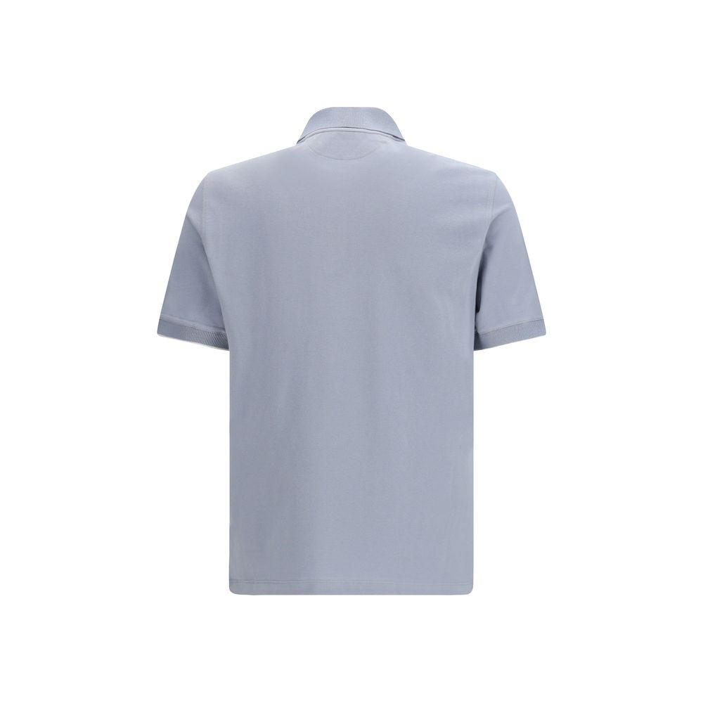 Brunello Cucinelli Blue Cotton Polo Shirt - Designer Luxury Couture