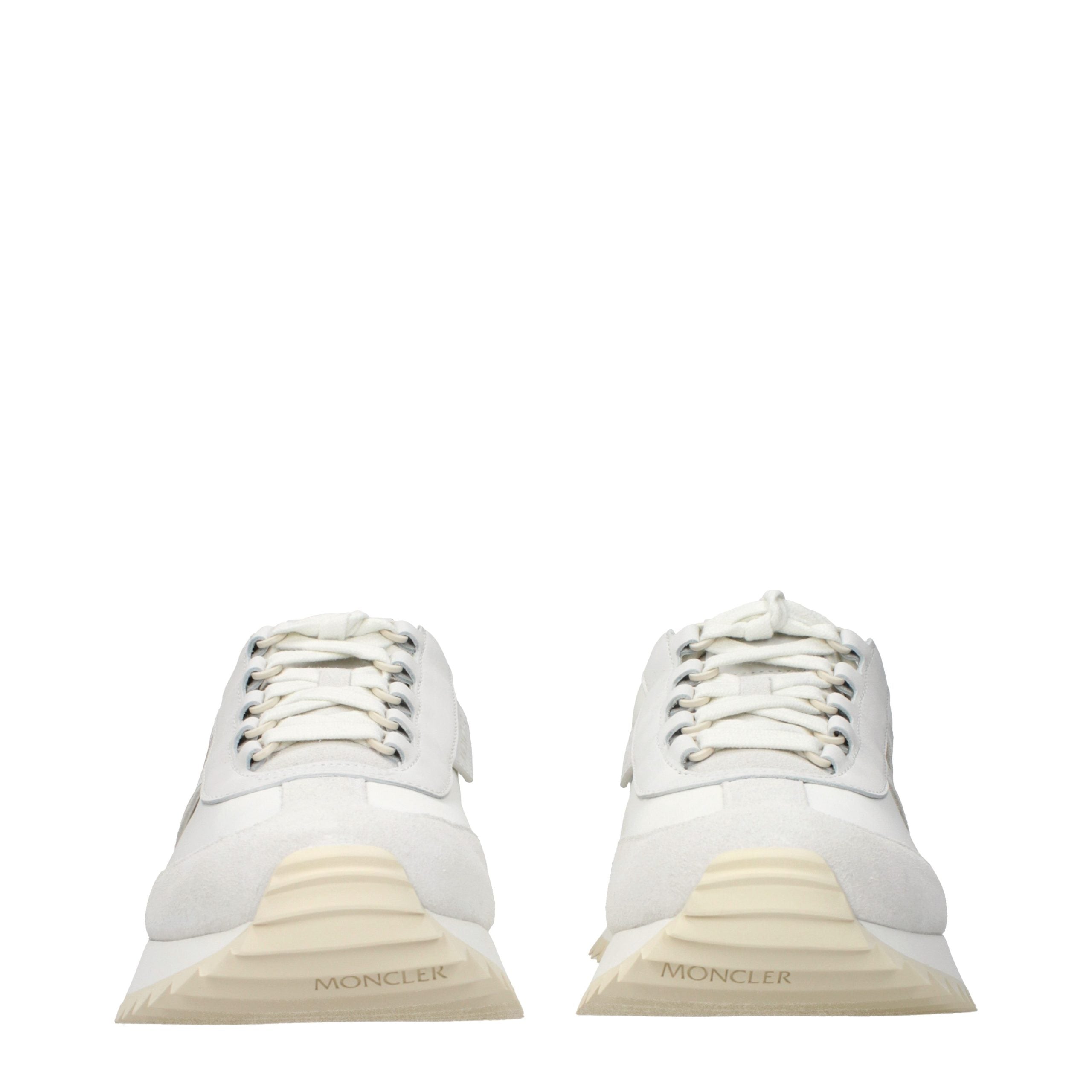Elevate your style with Moncler White Leather Athletic Sneakers, where exquisite craftsmanship meets timeless elegance, perfect for the discerning individual.