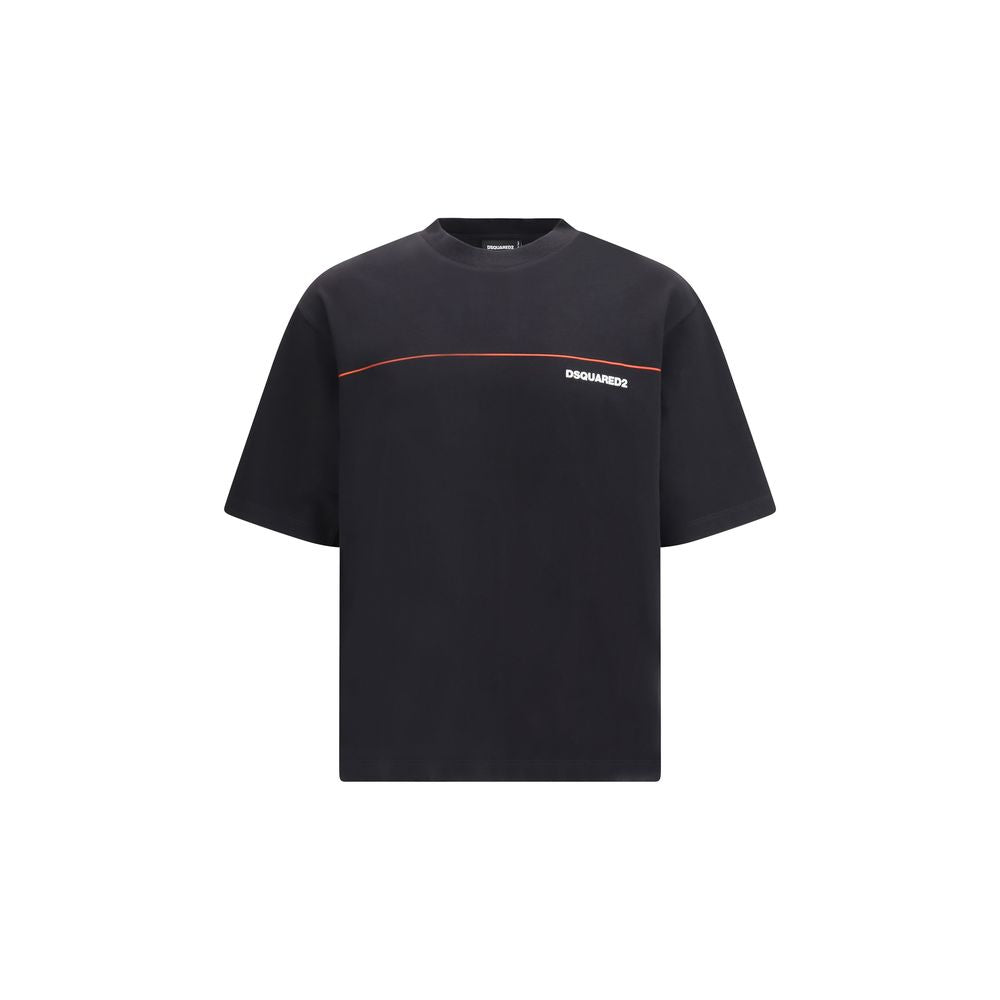Indulge in the Dsquared² Black Cotton T-Shirt, a luxurious staple crafted from 100% cotton, embodying effortless elegance and timeless sophistication for every occasion.