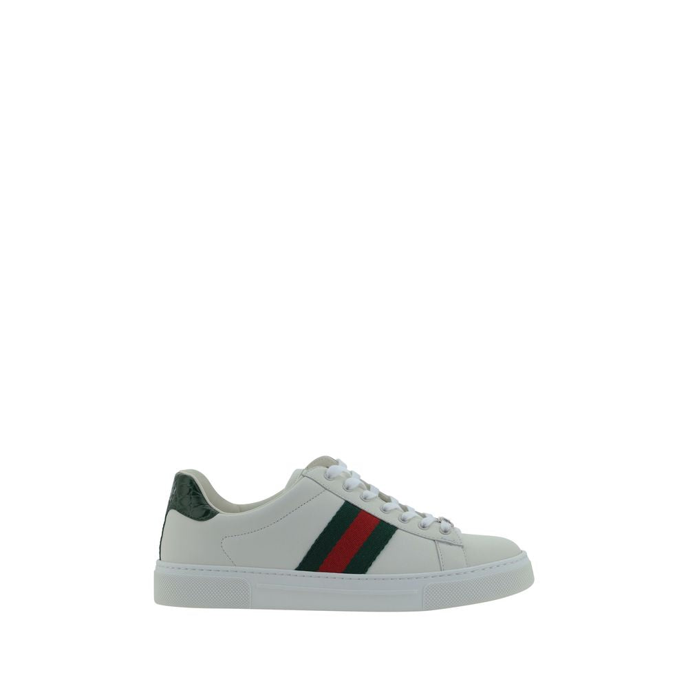 Elevate your style with Gucci White Calf Leather Bos Taurus Low Top Sneakers, where exquisite craftsmanship meets timeless elegance for the discerning individual.