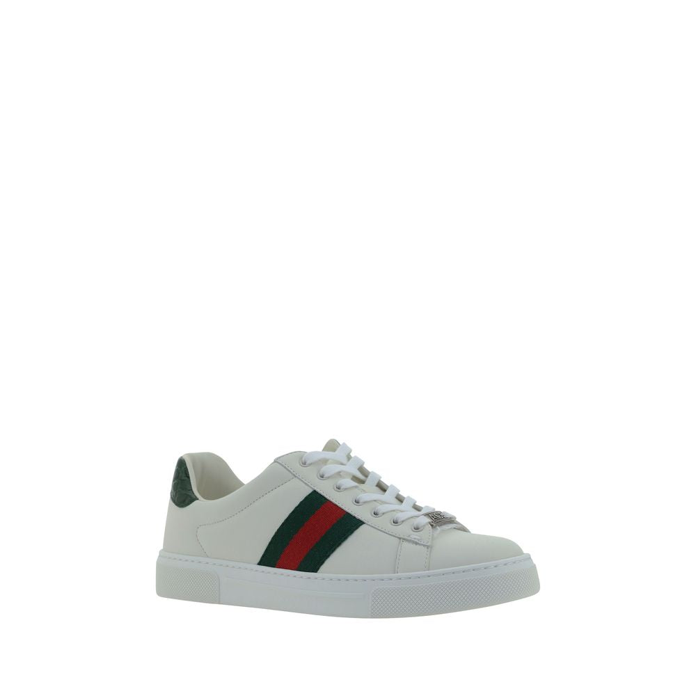 Elevate your style with Gucci White Calf Leather Bos Taurus Low Top Sneakers, where exquisite craftsmanship meets timeless elegance for the discerning individual.