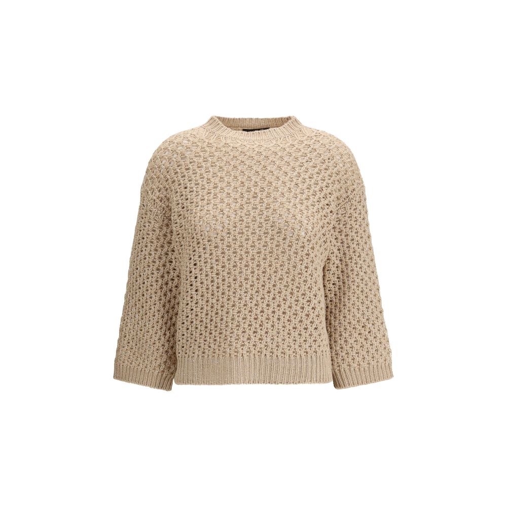 Fabiana Filippi Beige Fleece Wool Sweatshirt - Timeless Luxury