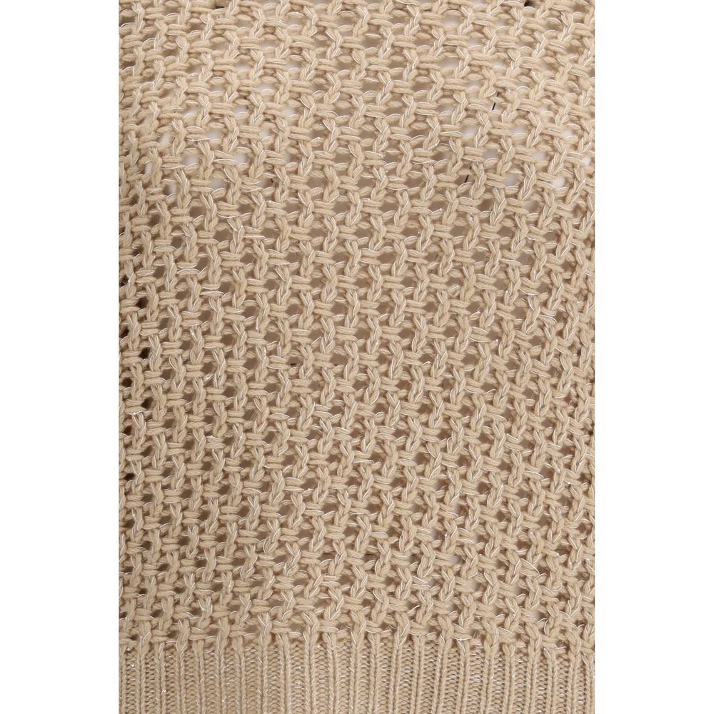 Fabiana Filippi Beige Fleece Wool Sweatshirt - Luxury Elegance