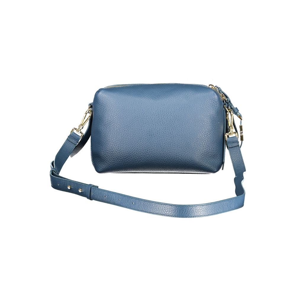 Indulge in the exquisite Coccinelle Blu Pelle Womens Handbag, crafted from 100% genuine leather, embodying timeless elegance and Italian artistry for the discerning individual.