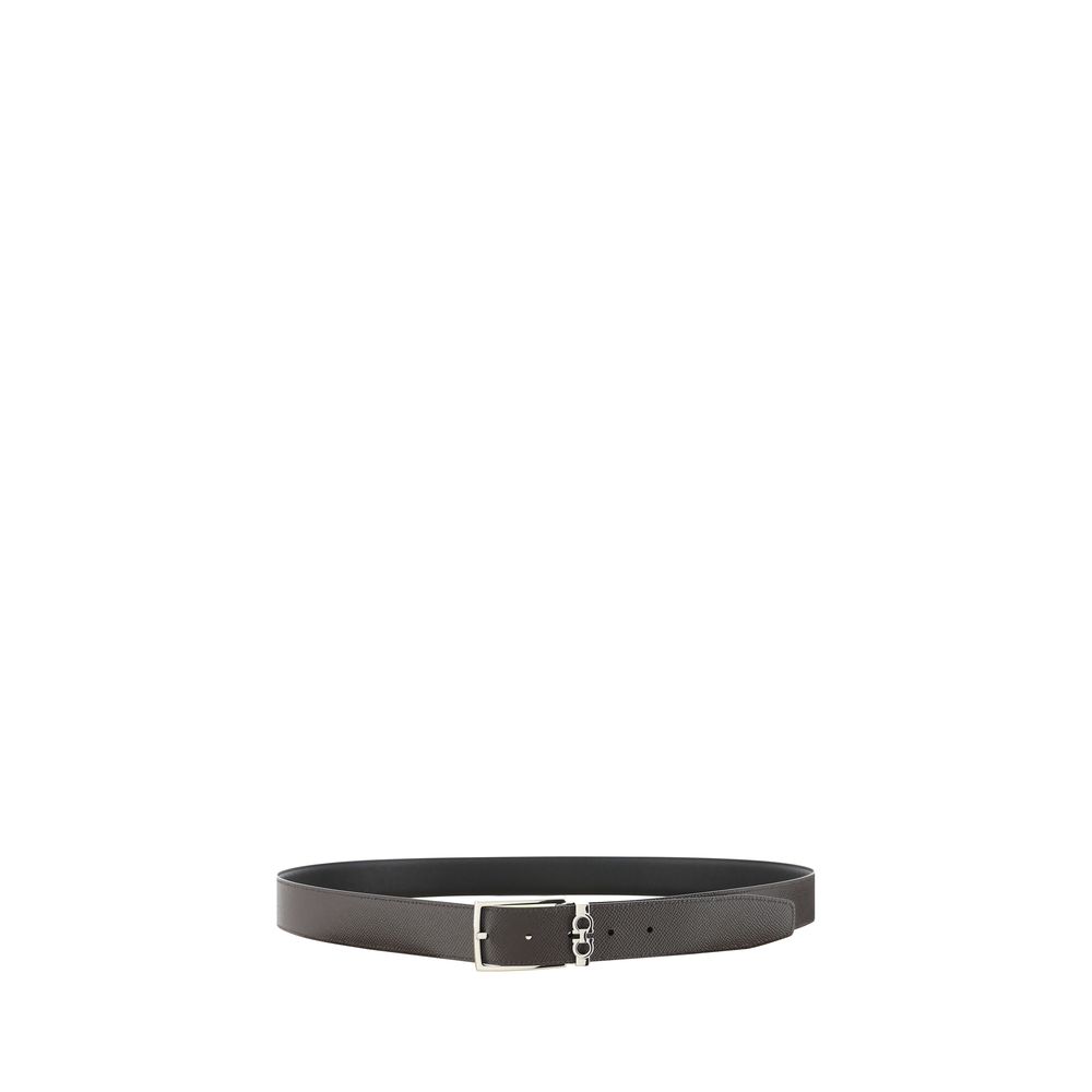 Ferragamo Black Calf Leather Bos Taurus Regular Belt