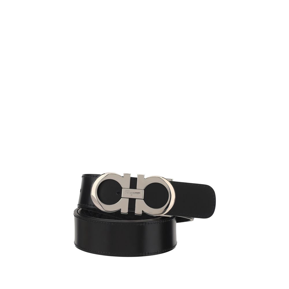Ferragamo Black Calf Leather Bos Taurus Belt – Artisanal Luxury