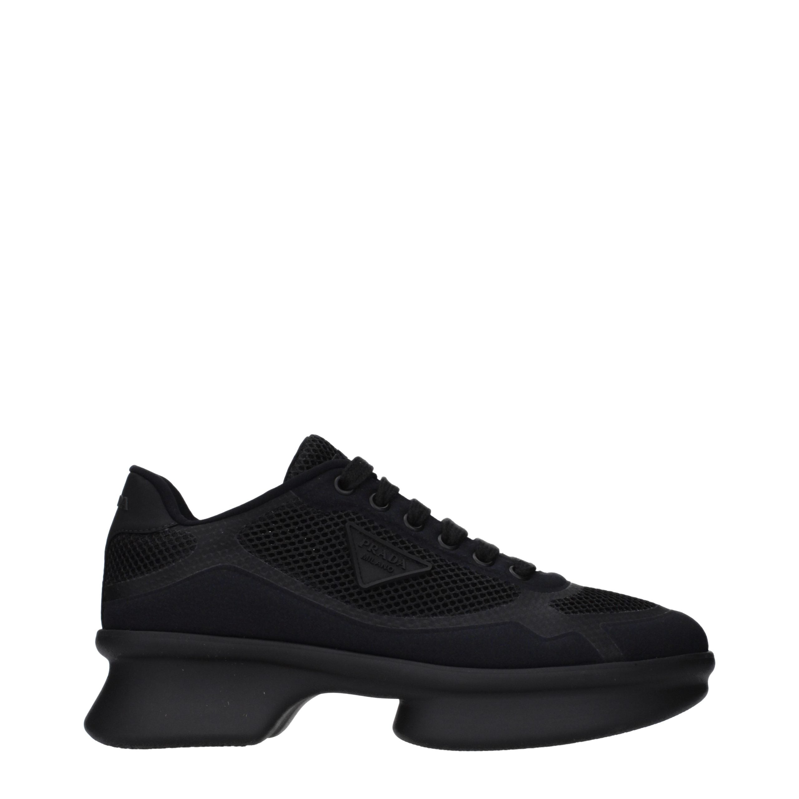 Experience the allure of Prada Black Fabric Low Top Sneakers, where exquisite craftsmanship meets timeless elegance, perfect for the discerning individual.