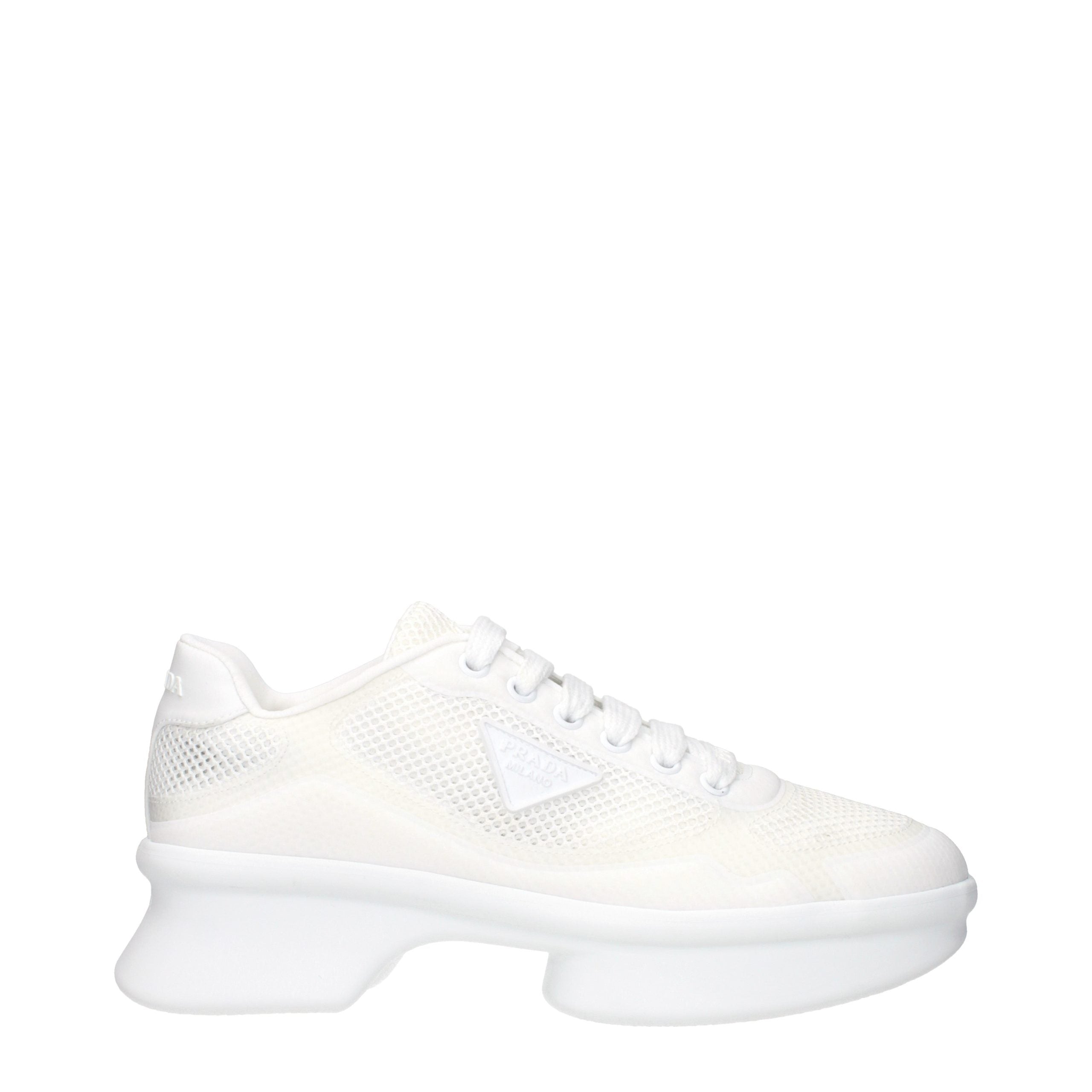 Experience the allure of Prada White Fabric Athletic Sneakers, where exquisite craftsmanship meets luxurious comfort, perfect for those who embody elegance and sophistication.