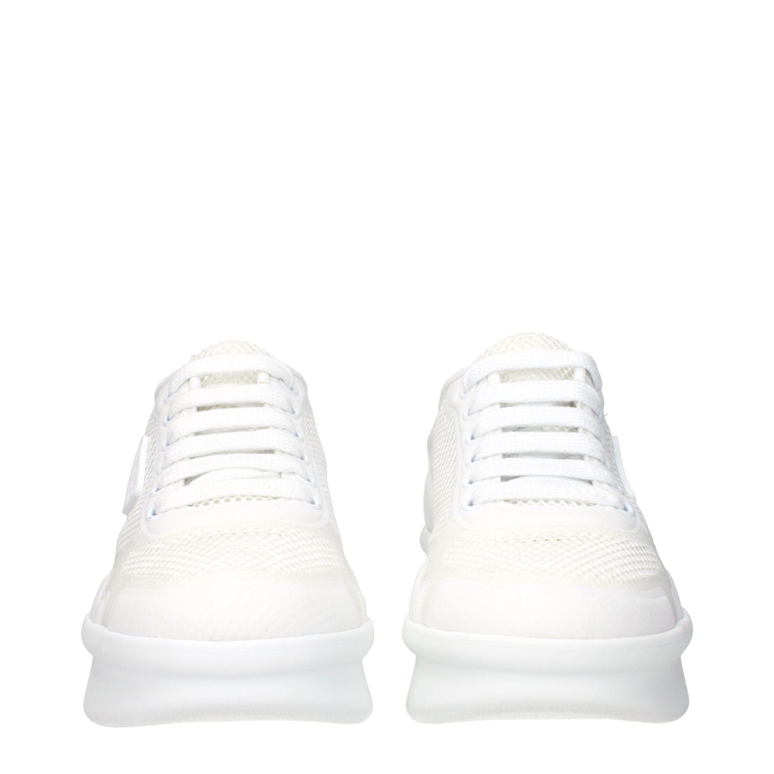 Experience the exquisite craftsmanship of Prada White Fabric Athletic Sneakers, where luxury meets comfort, elevating your style with every step.
