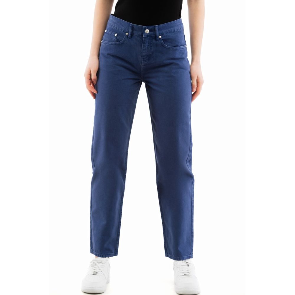 Elevate your wardrobe with Moschino Blue Cotton Straight-Leg Jeans, a luxurious blend of comfort and style, embodying timeless elegance for the discerning individual.