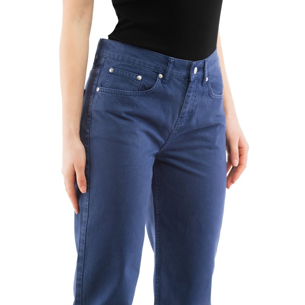 Elevate your wardrobe with Moschino Blue Cotton Straight-Leg Jeans, a luxurious staple crafted from premium cotton, embodying timeless elegance and modern chic.