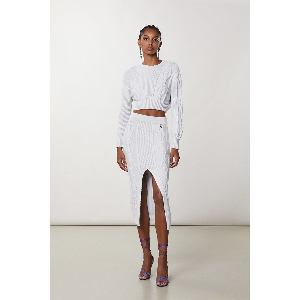 Patrizia Pepe White Viscose Midi Skirt - Timeless Couture Elegance