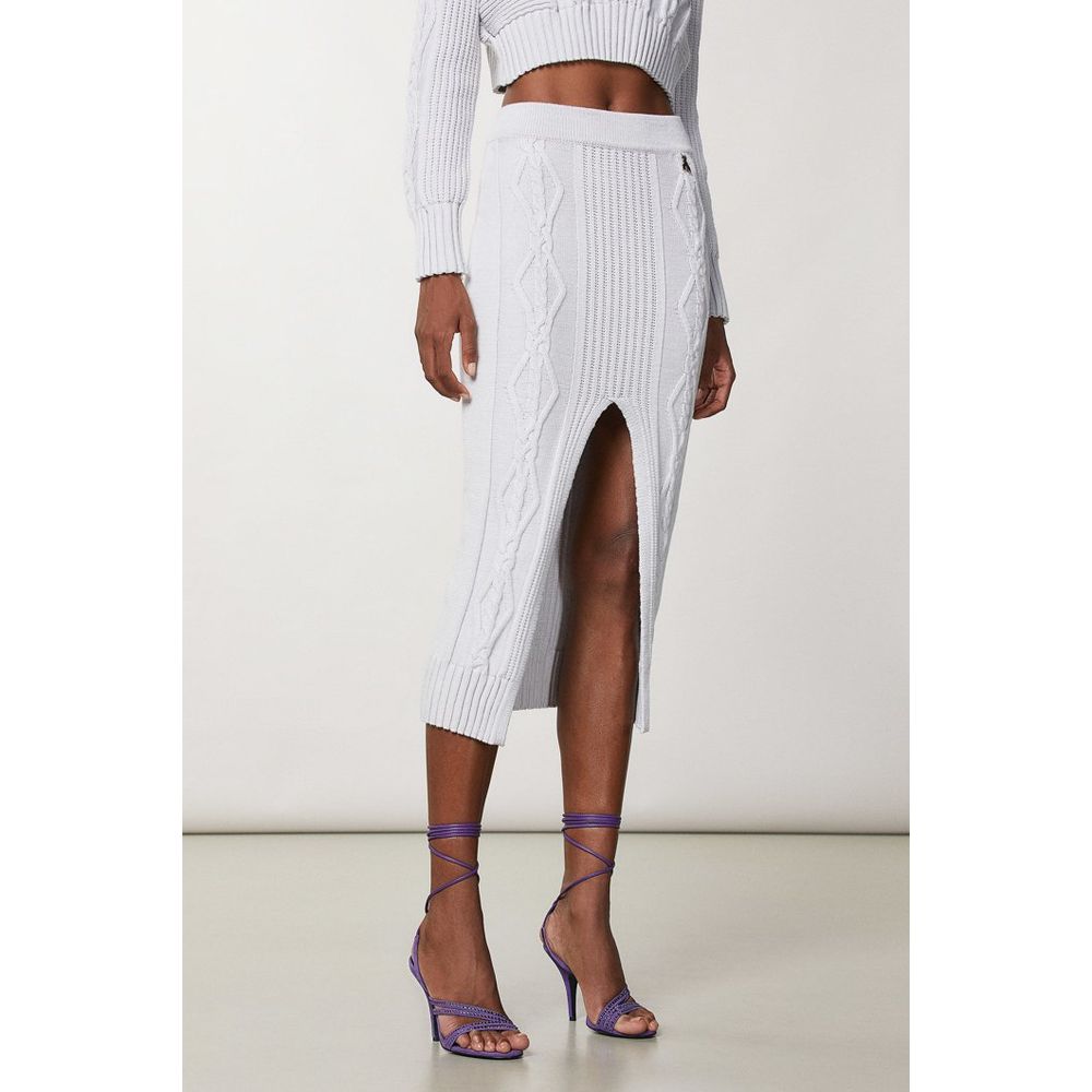 Patrizia Pepe White Viscose Midi Skirt - Timeless Couture Elegance
