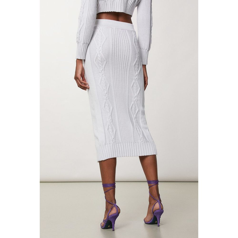 Patrizia Pepe White Viscose Midi Skirt - Timeless Couture Elegance