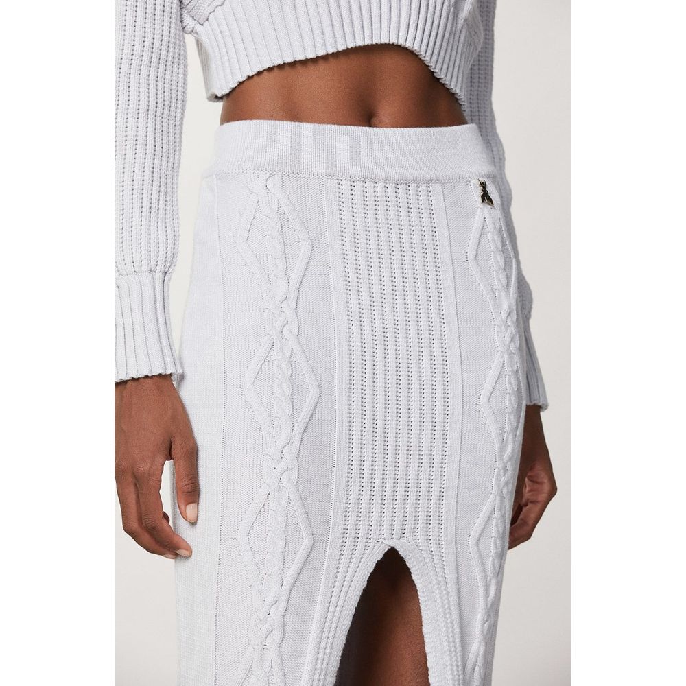 Patrizia Pepe White Viscose Midi Skirt - Timeless Couture Elegance