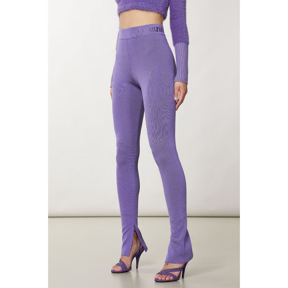 Indulge in the luxurious Patrizia Pepe Purple Lyocell Leggings, crafted from a sumptuous blend for unparalleled elegance. Elevate your wardrobe with sophisticated allure.