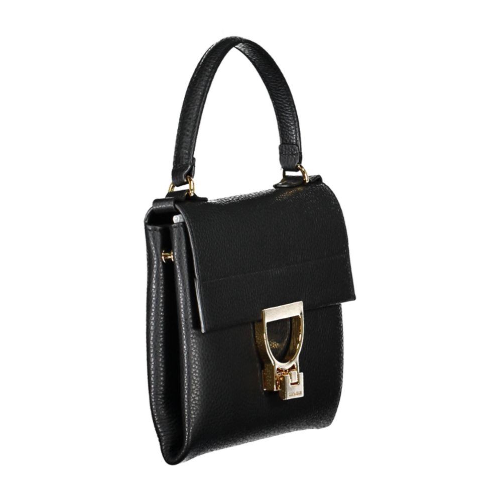 Coccinelle Black Leather Handbag, Artisanal Luxe Elegance