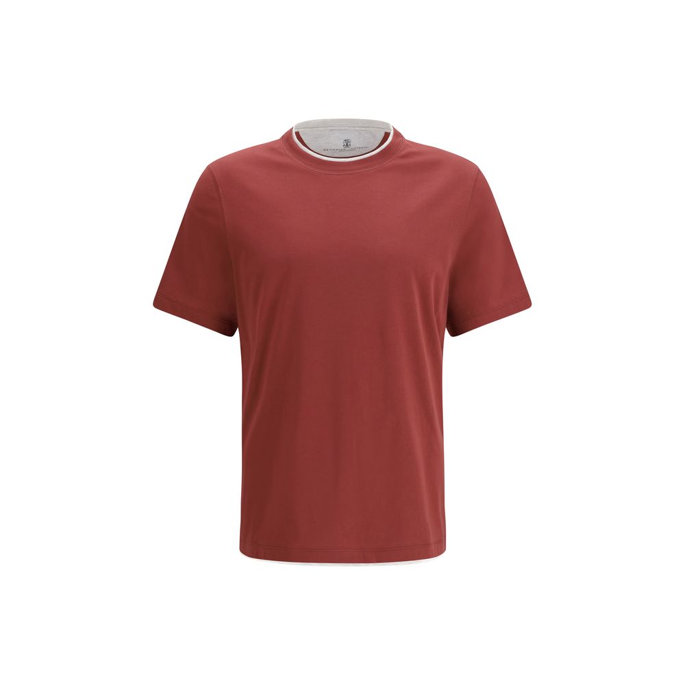 Brunello Cucinelli Bordeaux Cotton T-Shirt | Artisanal Luxury