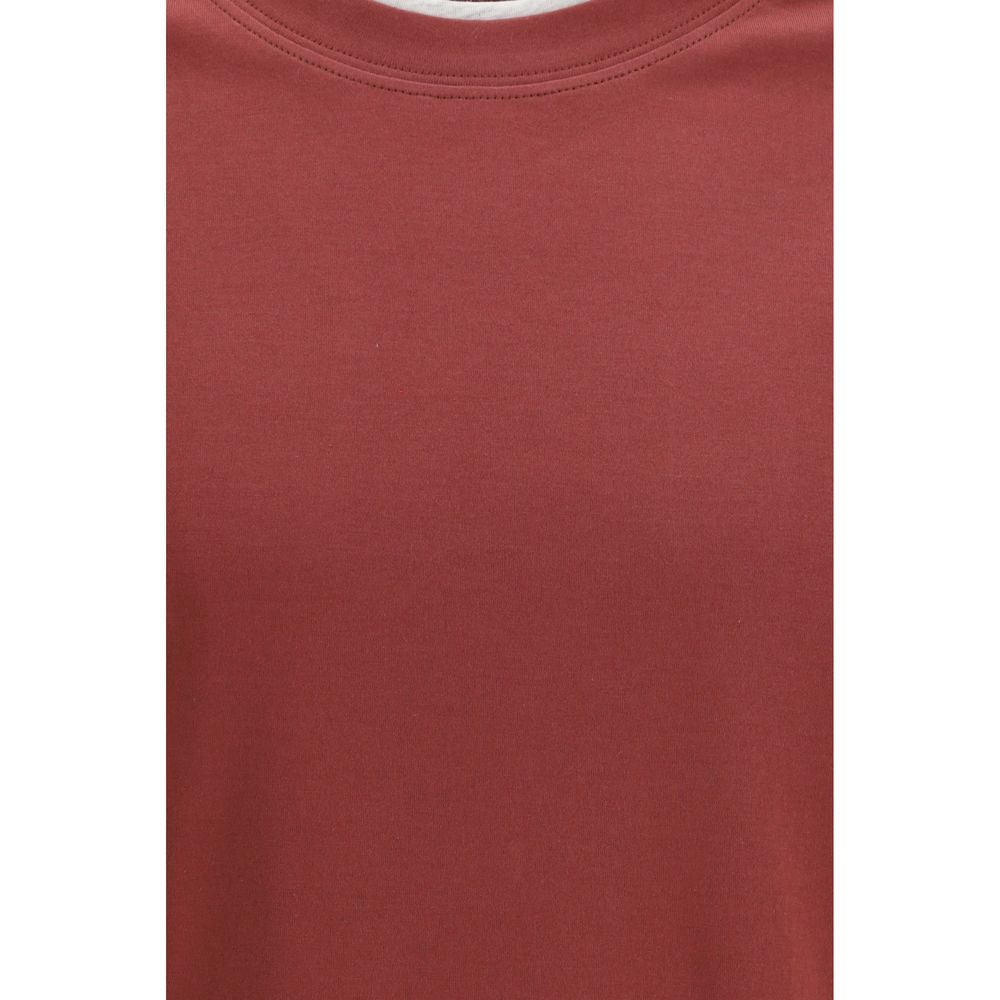 Brunello Cucinelli Bordeaux Cotton T-Shirt - Artisanal Luxury