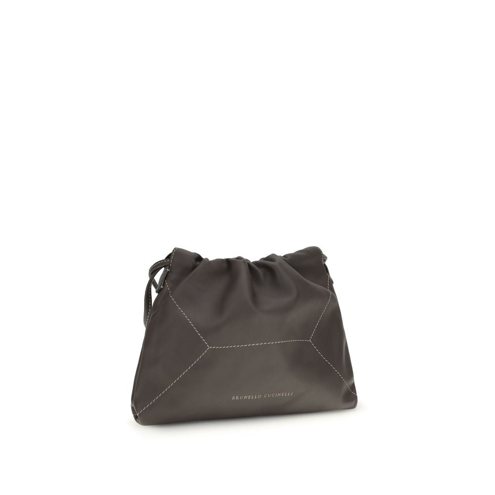 Indulge in the exquisite Brunello Cucinelli Brown Calf Leather Bos Taurus Shoulder Bag, a timeless statement of luxury craftsmanship and contemporary elegance for discerning connoisseurs.