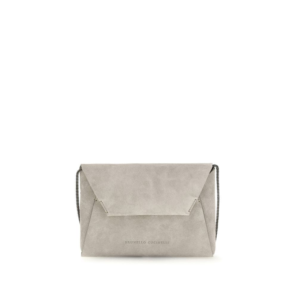 Discover the Brunello Cucinelli Gray Calf Leather Bos Taurus Shoulder Bag, a masterpiece of timeless elegance and exquisite craftsmanship, perfect for the discerning individual.