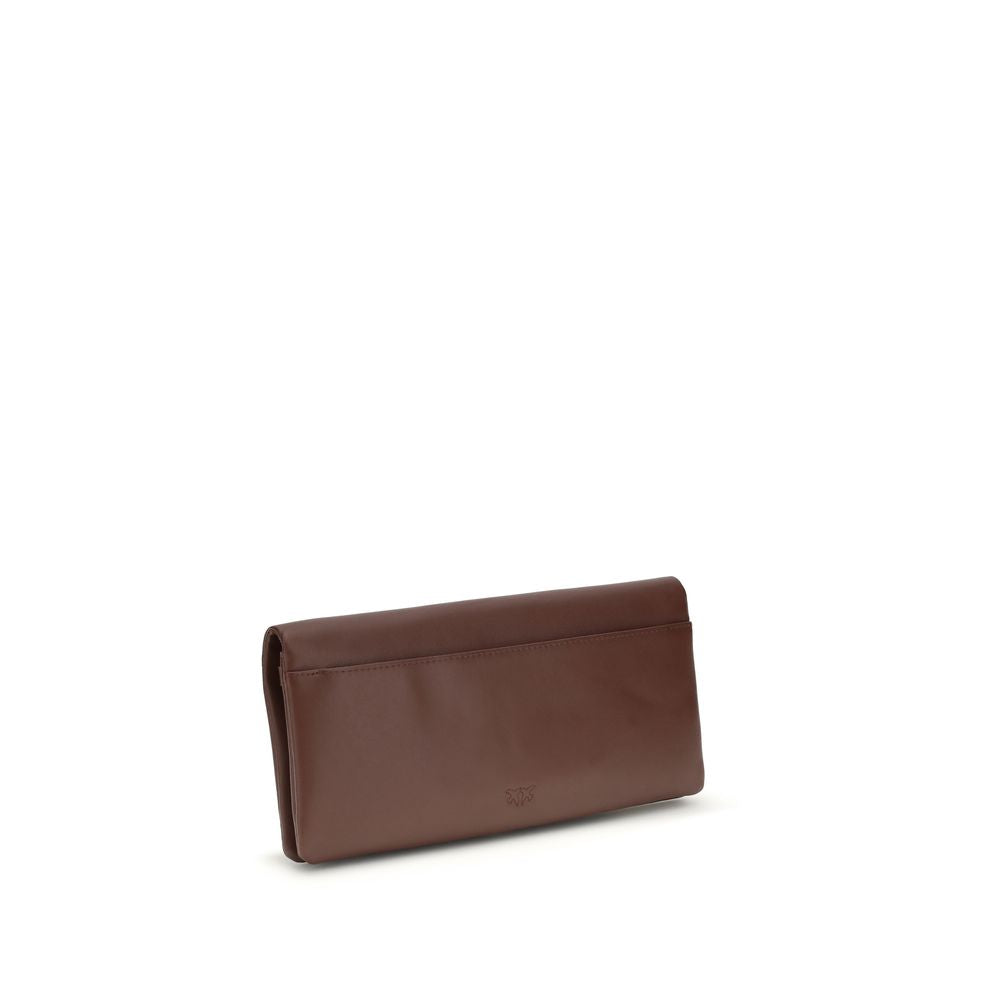 Indulge in the exquisite PINKO Bordeaux Calf Leather Bos Taurus Clutch Bag, a timeless piece of luxury crafted from sumptuous calf leather, perfect for any elegant occasion.