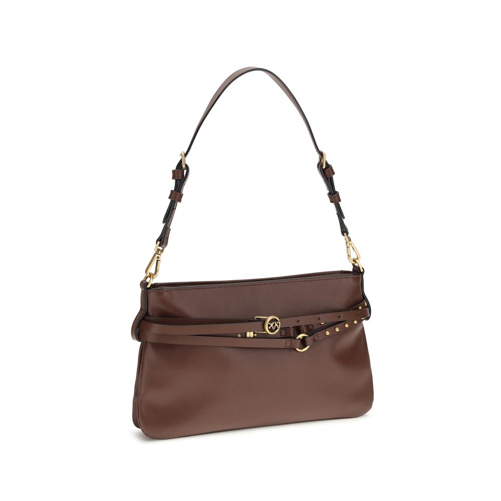 PINKO Brown Calf Leather Bos Taurus Shoulder Bag - Luxury Redefined