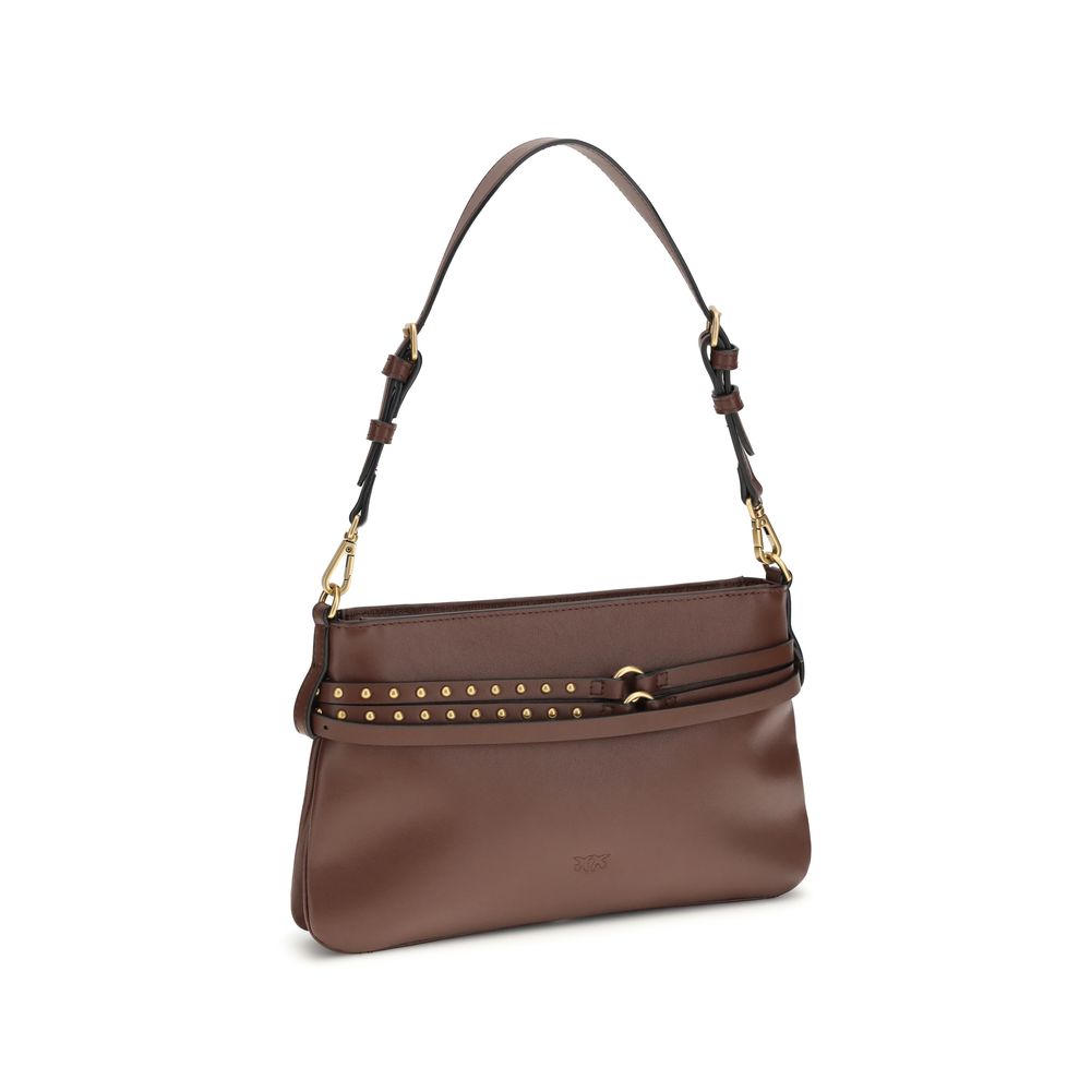 PINKO Brown Calf Leather Bos Taurus Shoulder Bag - Luxury Redefined