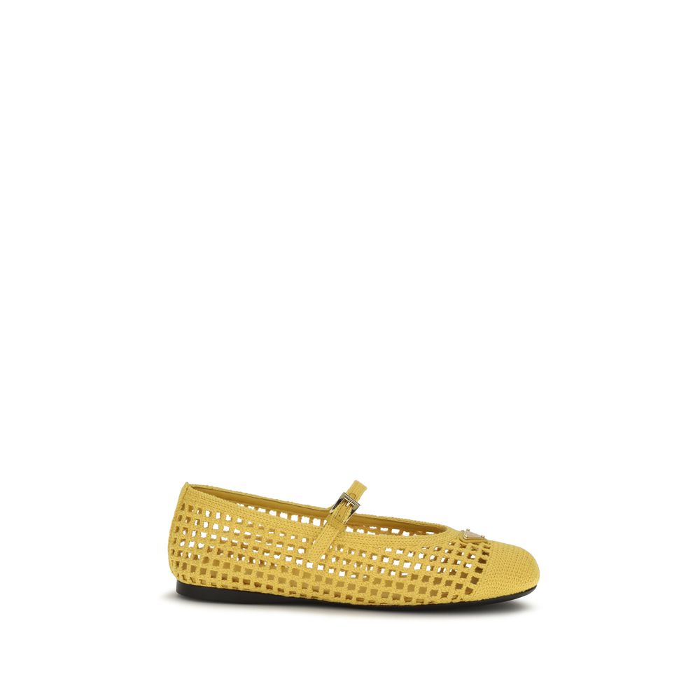 Prada Bicolor Cotton Ballet Flats – Exquisite Luxury Footwear