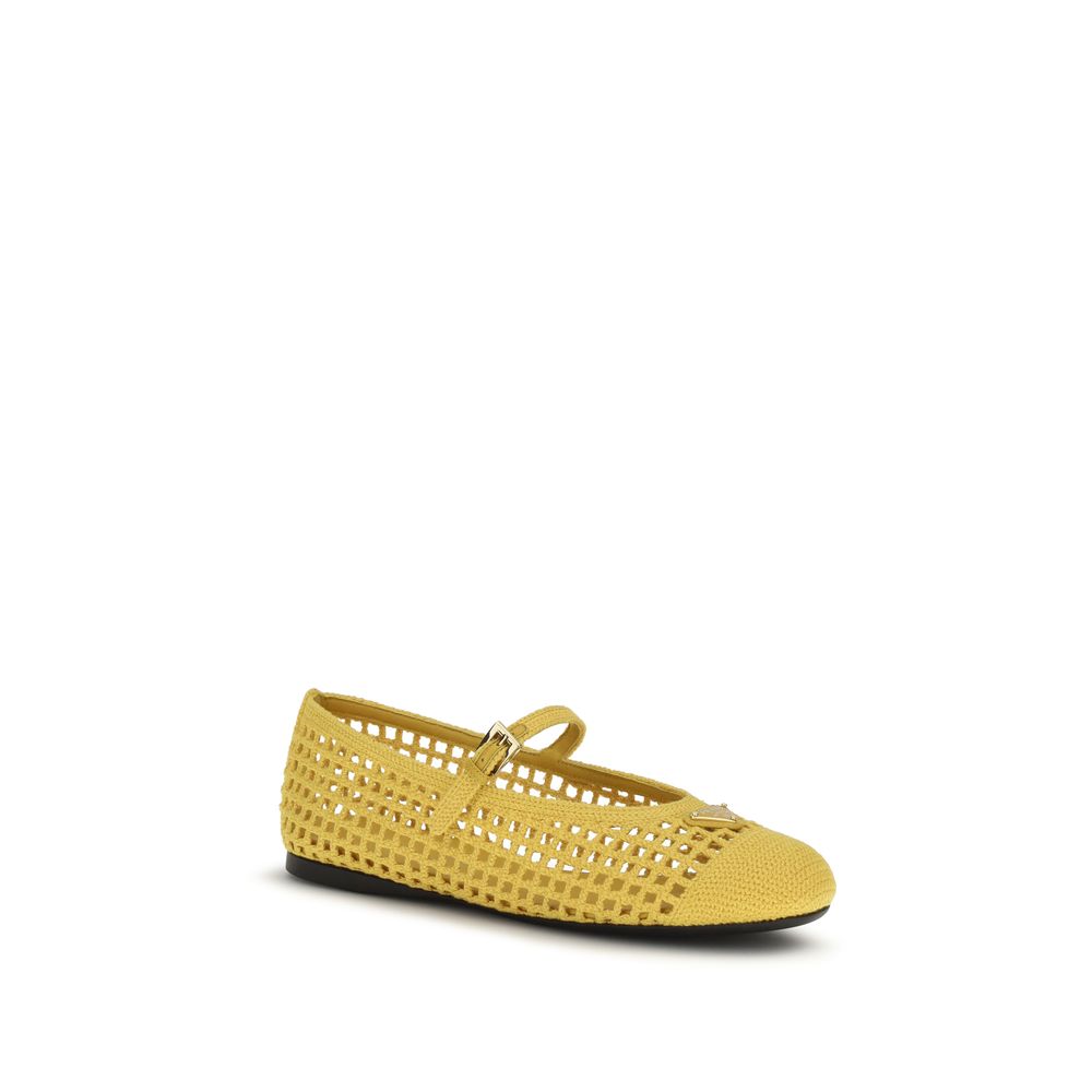Prada Bicolor Cotton Ballet Flats - Exquisite Luxury Footwear