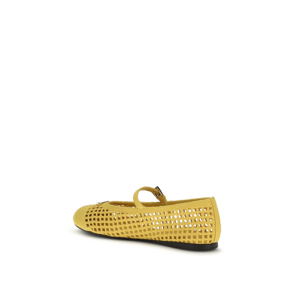Prada Bicolor Cotton Ballet Flats - Exquisite Luxury Footwear