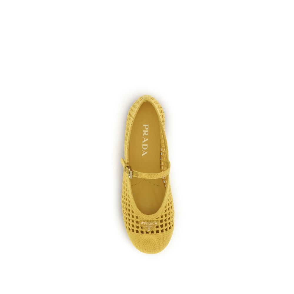 Prada Bicolor Cotton Ballet Flats - Exquisite Luxury Footwear