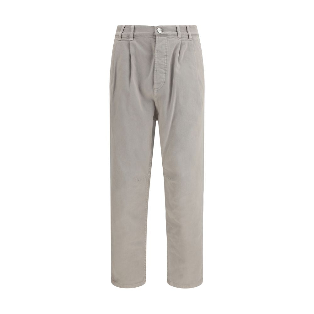 Indulge in the luxurious Brunello Cucinelli Brown Cotton Casual Pants, crafted from a premium cotton blend for effortless elegance and timeless versatility.